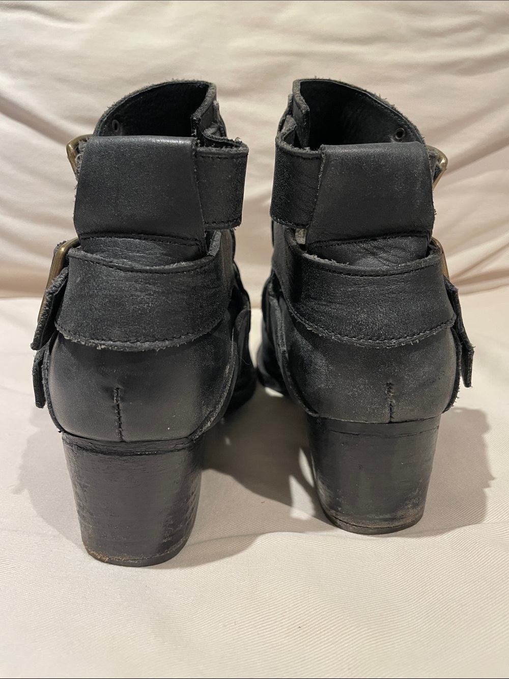 Jeffrey Campbell Black Leather Buckle Strap Ankle Boots - Picture 4 of 9